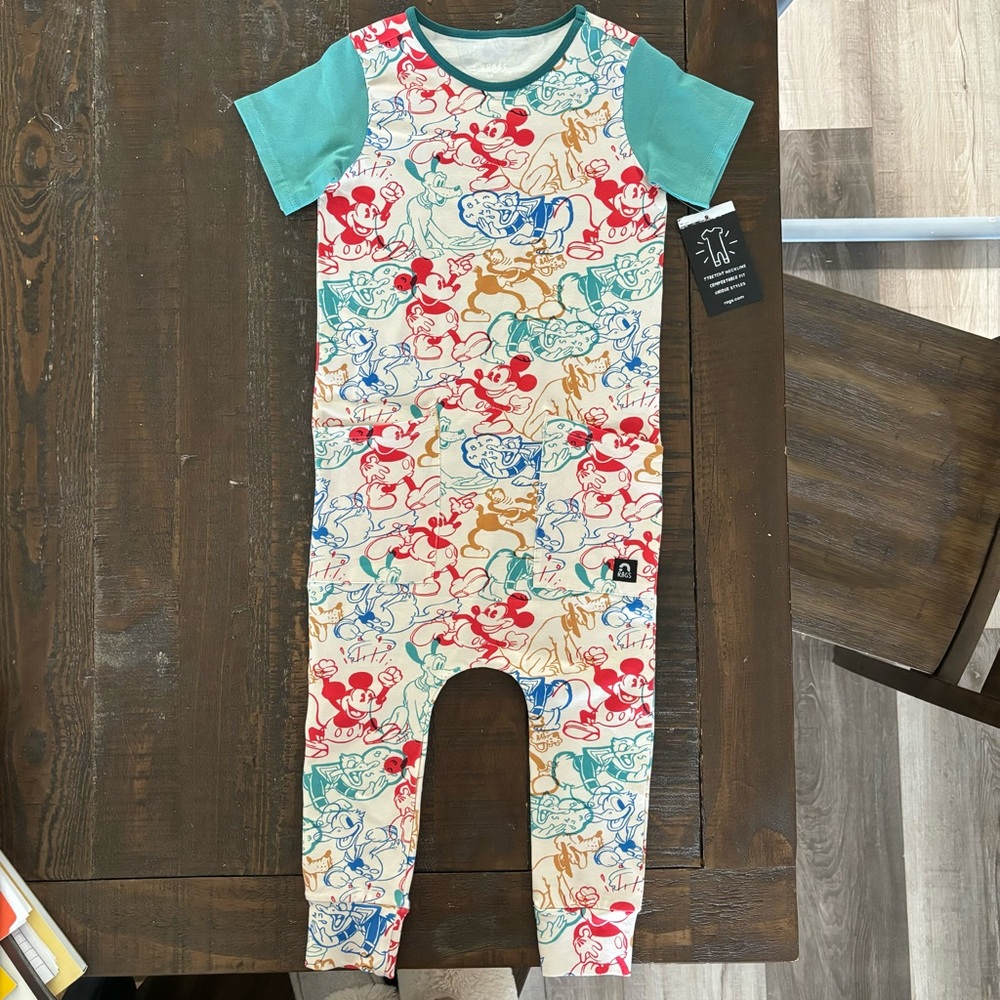NWT Hip Pocket RAGS Romper 'Mickey w/ Friends' Disney Collection 3/4Y